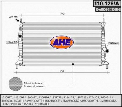 AHE 110129a -  Радиатор, охлаждение двигателя