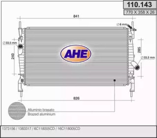 AHE 110143 - Радиатор, охлаждение двигателя