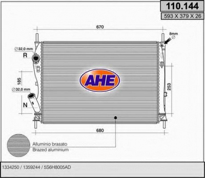AHE 110144 - Радиатор, охлаждение двигателя