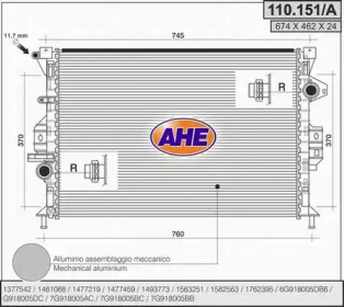 AHE 110151a -  Радиатор, охлаждение двигателя