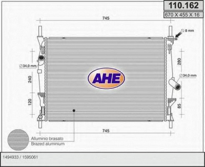 AHE 110162 -  Радиатор, охлаждение двигателя