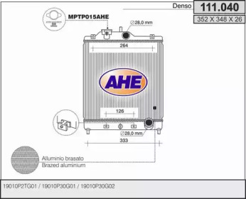 AHE 111040 - Радиатор, охлаждение двигателя