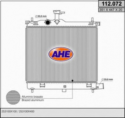 AHE 112072 - Радиатор, охлаждение двигателя