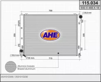 AHE 115034 - Радиатор, охлаждение двигателя