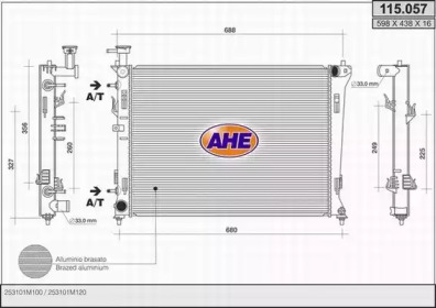 AHE 115057 - Радиатор, охлаждение двигателя