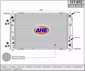 AHE 117072 - Радиатор, охлаждение двигателя