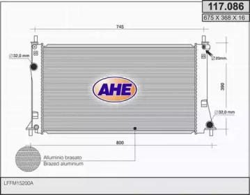 AHE 117086 - Радиатор, охлаждение двигателя