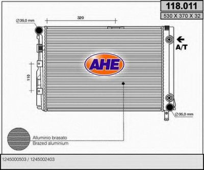 AHE 118011 -  Радиатор, охлаждение двигателя