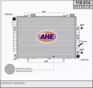 AHE 118014 -  Радиатор, охлаждение двигателя