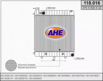 AHE 118016 -  Радиатор, охлаждение двигателя