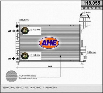 AHE 118055 -  Радиатор, охлаждение двигателя