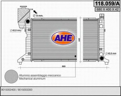 AHE 118059a -  Радиатор, охлаждение двигателя