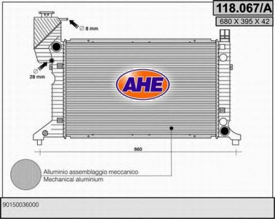 AHE 118067a -  Радиатор, охлаждение двигателя