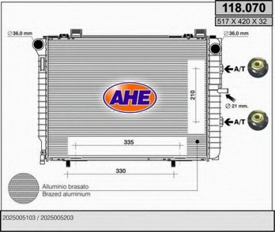 AHE 118070 -  Радиатор, охлаждение двигателя
