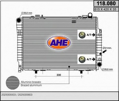 AHE 118080 -  Радиатор, охлаждение двигателя