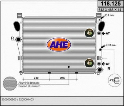 AHE 118125 -  Радиатор, охлаждение двигателя