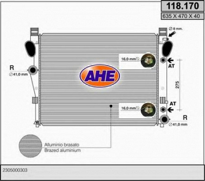AHE 118170 -  Радиатор, охлаждение двигателя