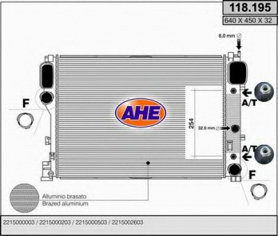 AHE 118195 -  Радиатор, охлаждение двигателя