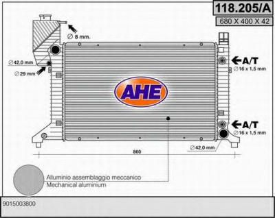 AHE 118205a -  Радиатор, охлаждение двигателя