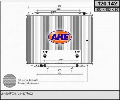 AHE 120142 -  Радиатор, охлаждение двигателя