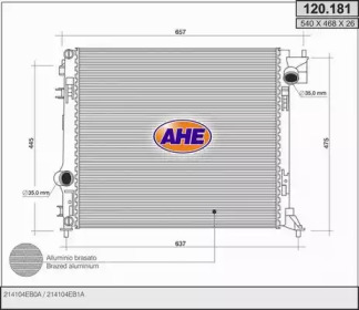 AHE 120181 - Радиатор, охлаждение двигателя