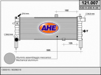 AHE 121007 -  Радиатор, охлаждение двигателя