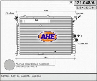 AHE 121048a -  Радиатор, охлаждение двигателя