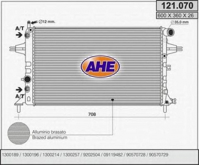 AHE 121070 -  Радиатор, охлаждение двигателя