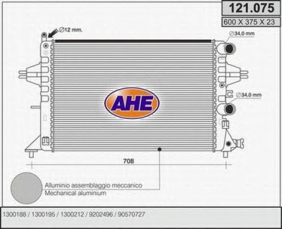 AHE 121075 - Радиатор, охлаждение двигателя