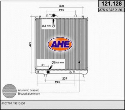 AHE 121128 -  Радиатор, охлаждение двигателя