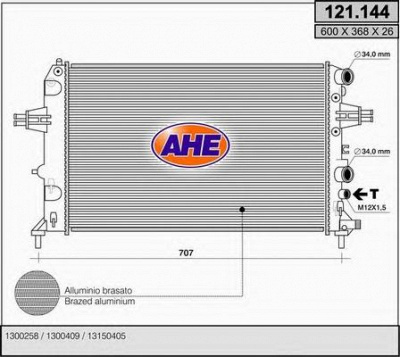 AHE 121144 -  Радиатор, охлаждение двигателя