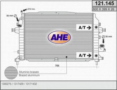 AHE 121145 -  Радиатор, охлаждение двигателя