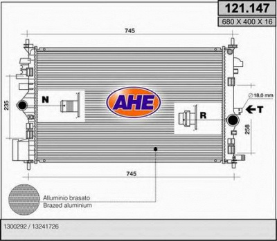 AHE 121147 -  Радиатор, охлаждение двигателя
