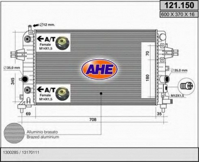 AHE 121150 -  Радиатор, охлаждение двигателя