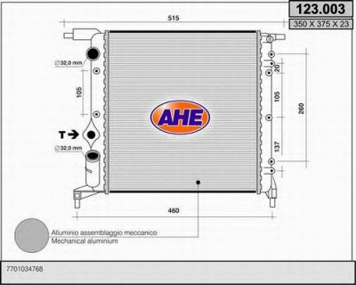 AHE 123003 - Радиатор, охлаждение двигателя
