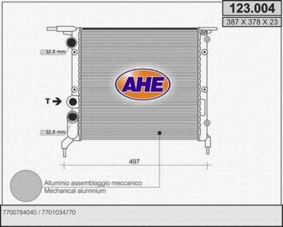 AHE 123004 - Радиатор, охлаждение двигателя