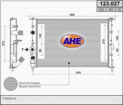 AHE 123027 - Радиатор, охлаждение двигателя