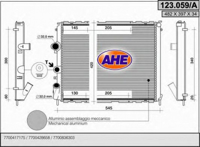 AHE 123059a - Радиатор, охлаждение двигателя