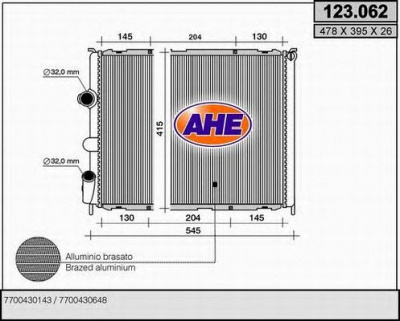 AHE 123062 - Радиатор, охлаждение двигателя