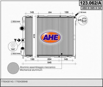 AHE 123062a -  Радиатор, охлаждение двигателя
