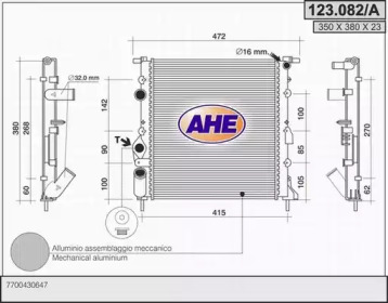 AHE 123082a - Радиатор, охлаждение двигателя