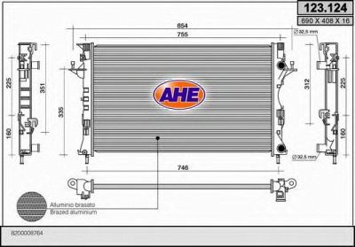 AHE 123124 - Радиатор, охлаждение двигателя