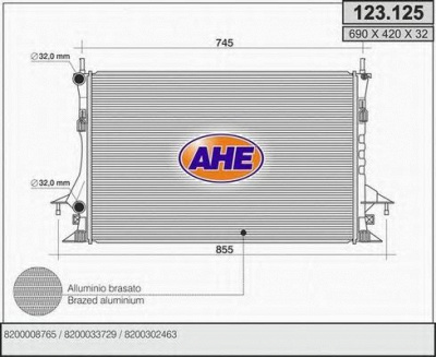 AHE 123125 - Радиатор, охлаждение двигателя