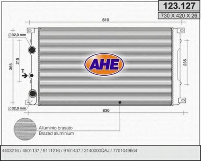 AHE 123127 -  Радиатор, охлаждение двигателя
