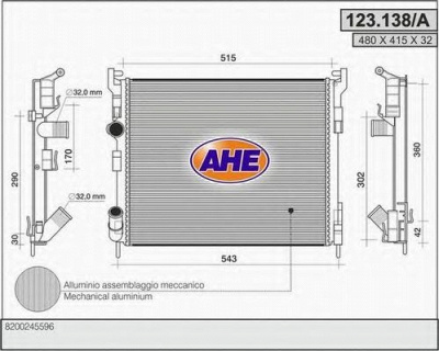 AHE 123138a - Радиатор, охлаждение двигателя