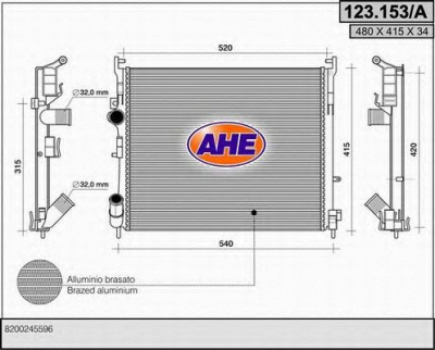 AHE 123153a - Радиатор, охлаждение двигателя
