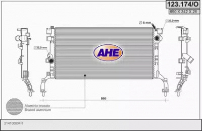 AHE 123174o - Радиатор, охлаждение двигателя