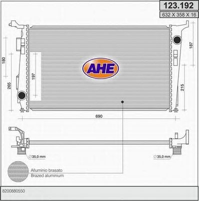 AHE 123192 -  Радиатор, охлаждение двигателя