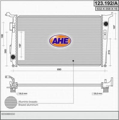 AHE 123192a - Радиатор, охлаждение двигателя