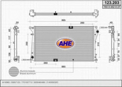 AHE 123203 -  Радиатор, охлаждение двигателя